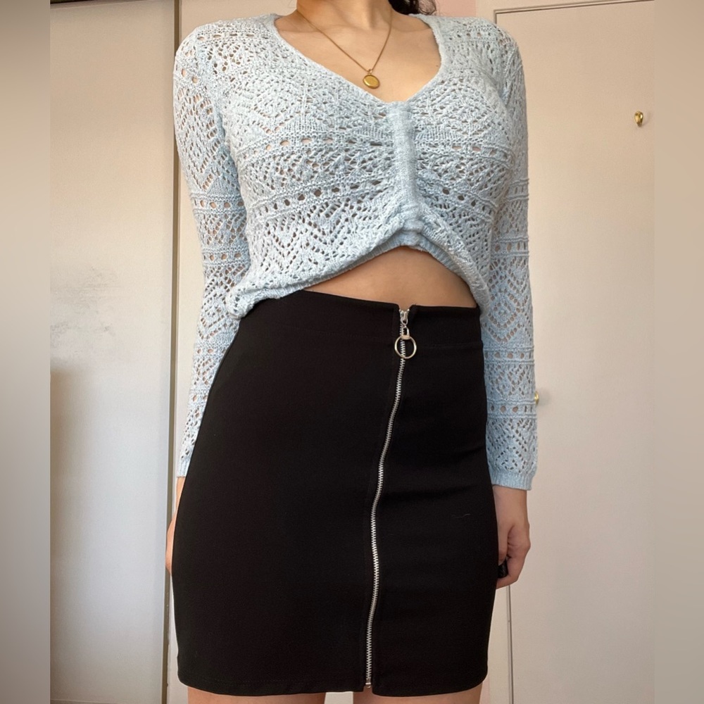 Eclipse black high waist zippered mini skirt